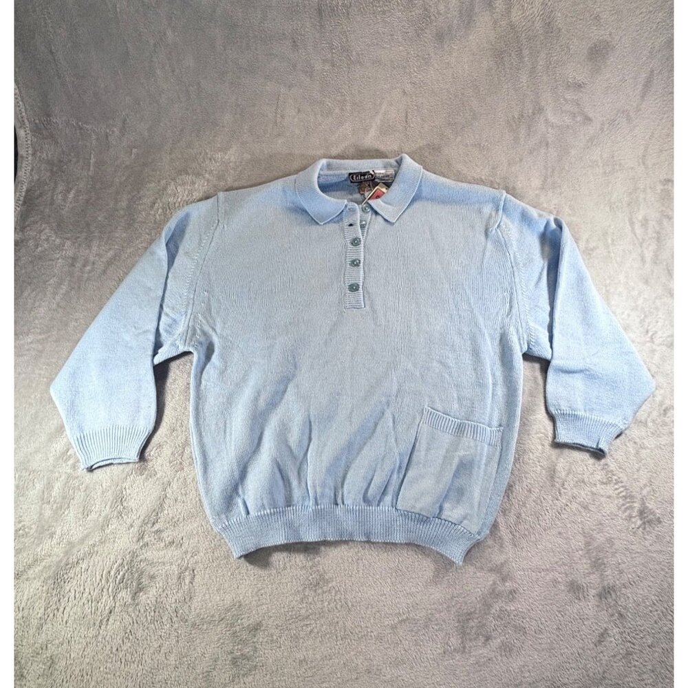 Eileen Sweater women's medium Powder blue Tight knit sweater with collar